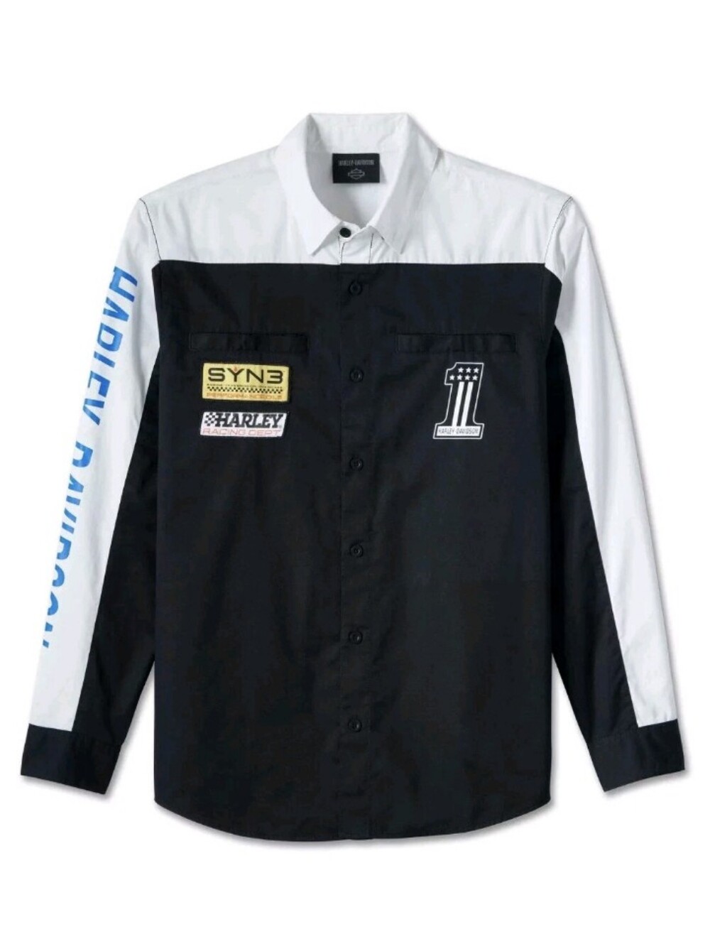 Men's Harley Davidson Long Sleeve Moto Cross Fashion Button Up Top